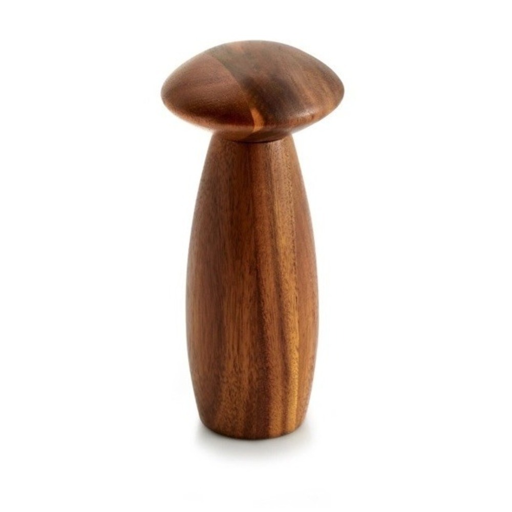 Nambe Contour medium 7" Pepper Mill (MT1154) Brand NEW in box Wood MCM Mushroom
